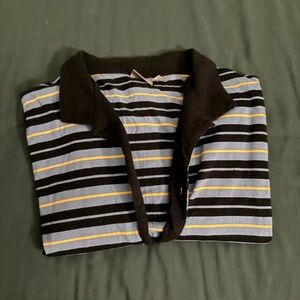 ASOS Men Striped Polo Shirt with Black Collar